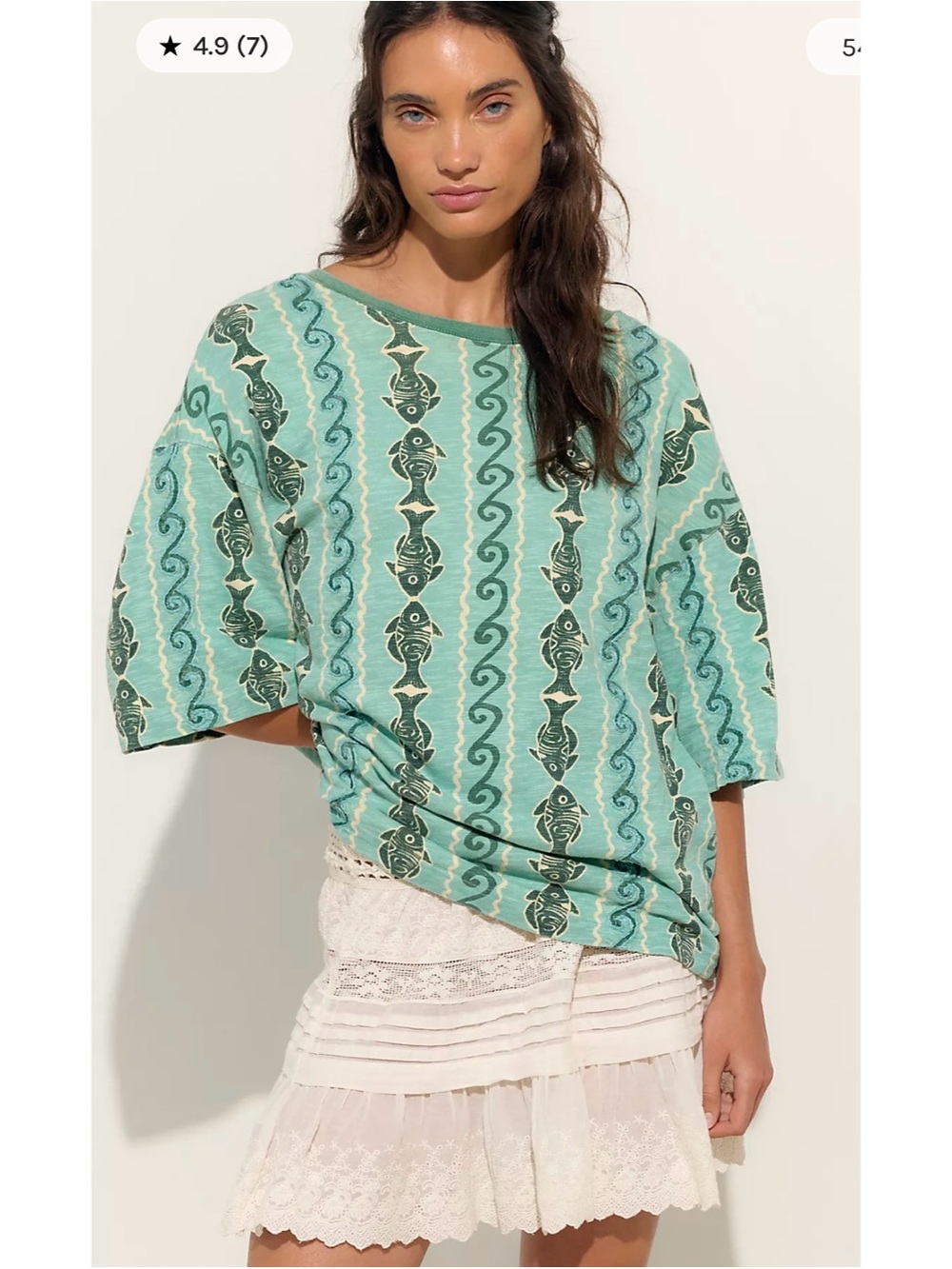 Relaxed Mint Patterned Women’s Top